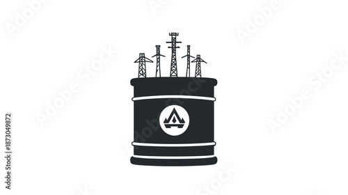 Black Barrel with Biohazard Symbol and Spores.