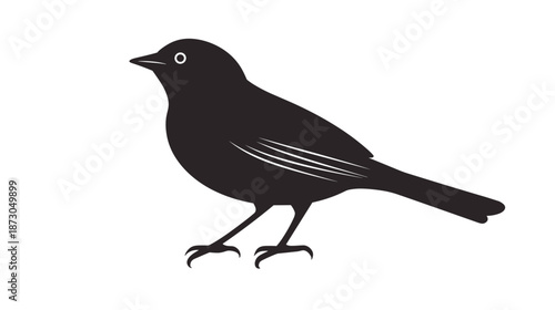 Black Bird Silhouette Illustration Side View.