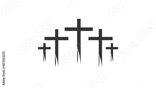 Gray crosses on black background for religious or symbolic designs