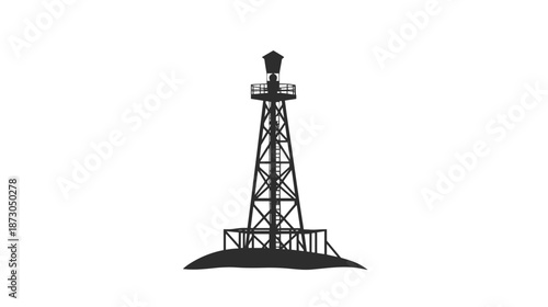 Black Metal Lighthouse Tower Structure Illustration.