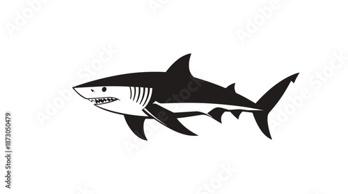 Black Silhouette of a Shark Swimming.