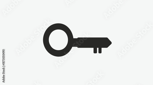 Black Simple Key Icon on White.