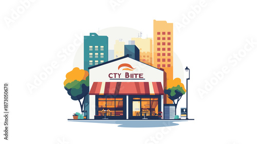 City Bite Restaurant Storefront Illustration.