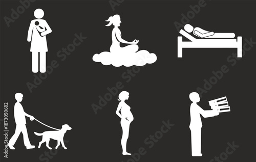 Healthcare Services Icons Set Including Doctor, Pregnancy, Relaxation And Pet Care Vector Illustration
