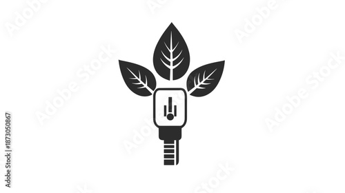 Electric Plug with Leaves Eco Friendly.
