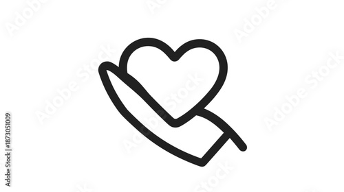 Hand Holding Heart Simple Line Drawing.