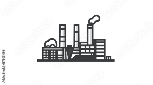 Industrial Factory Silhouette with Smokestacks Illustration.