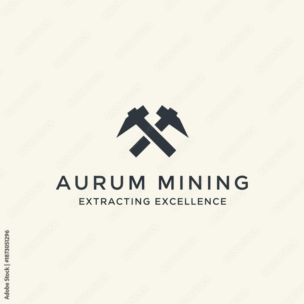 Obraz premium Aurum Mining Logo with Pickaxes Symbol.