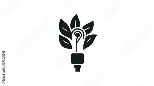 Light Bulb with Leaves Symbolizing Innovation.