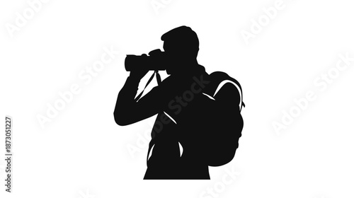 Man Drinking from Water Bottle while Hiking.