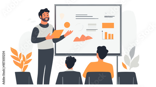 Man presenting data to audience in meeting.