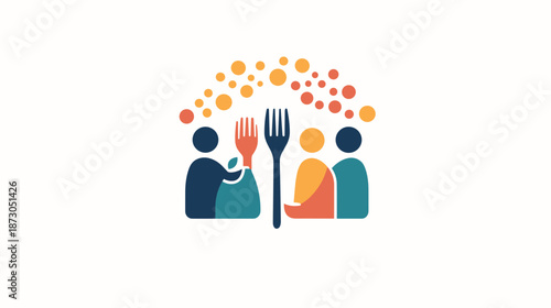 People Eating Together with Fork and Knife.