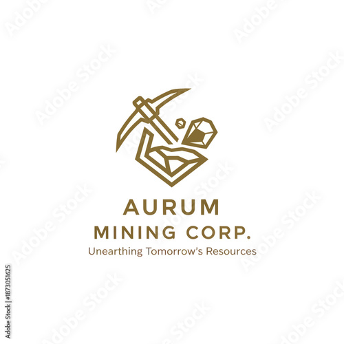 Gold Mining Corporation Logo Design Element.