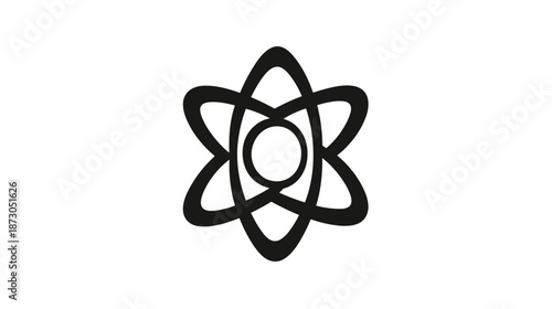 Simple Black Atom Icon Design Element.