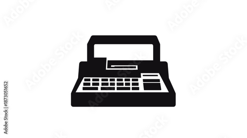 Simple Black Cash Register Icon Illustration.
