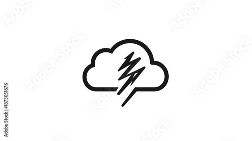 Simple Black Cloud with Lightning Bolt.