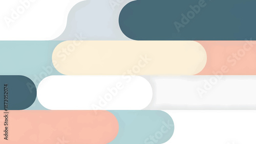 Abstract horizontal rounded layers in soft pastel colors symbolizing balance, flow, simplicity, and modern minimalist background design