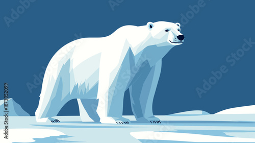 White Polar Bear Standing on Iceberg.