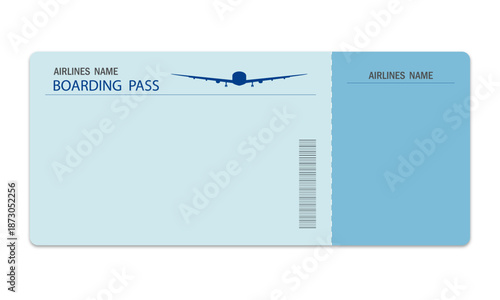 Airplane ticket template on white background.
