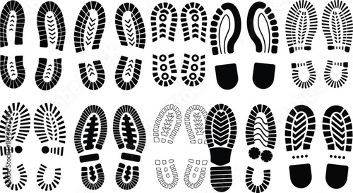 Assortment Of Shoe Sole Print Silhouettes For Different Footwear shoe print footprint