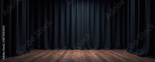 Wallpaper Mural Heavy black stage drapes tightly pulled, creating a stark contrast , background, design Torontodigital.ca