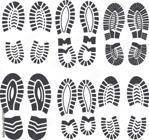 Collection Of Shoe Print Soles And Footprints boots shoes