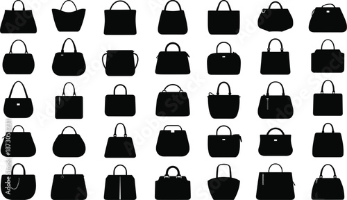 Extensive Collection Of Black Silhouette Handbags And Purses fashion accessory