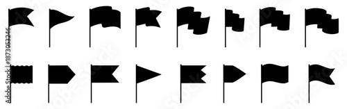 Vector waving flags icon set isolated on white background