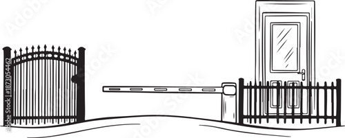 Automatic gate and fence with sliding barrier arm system