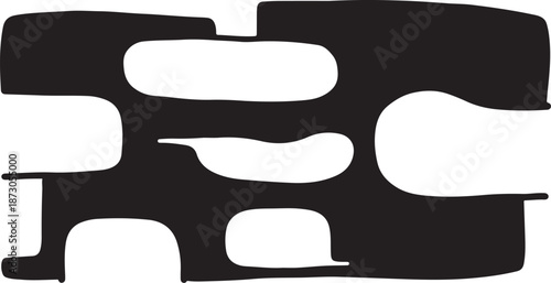 Abstract black and white shapes in modern art style composition