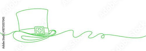 Vector illustration of st. patriks hat in green line art style