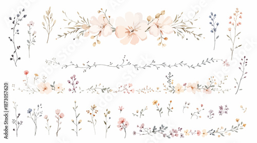 Delicate Floral Borders And Wreath Elements For Invitations, Branding, And Seasonal Design Projects