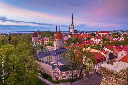 City of Tallinn at Dusk in Estonia