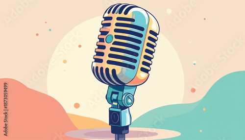 Vintage Microphone Illustration - Capturing the Essence of Classic Audio.
