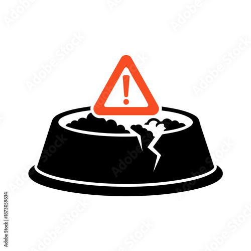 Warning sign on an empty pet food bowl highlights the importance of ensuring your pets have access to nutritious meals at all times for their health and well-being.