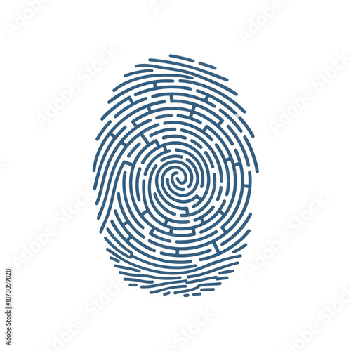 Abstract blue fingerprint design representing identity and security, ideal for illustrating concepts of biometrics, personal identification, and law enforcement applications.