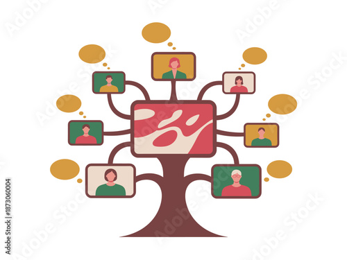 People connecting through social media and online communication