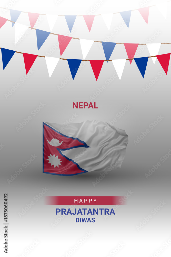Fototapeta premium Nepal independence day greetings card illustration with flag and text