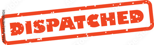 Red dispatched stamp on white background