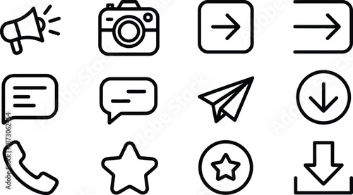 Black and white line for communication and navigation megaphone camera