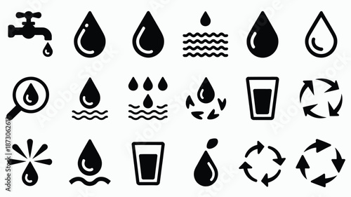 Black and white water drop white symbol