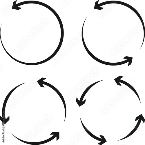 Black circular arrows white symbols