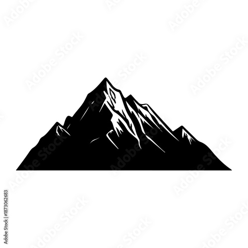 Mountain silhouette set. Rocky mountains icon or logo collection. Vector illustration.