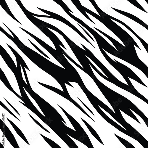 Black and white zebra print pattern with sharp stripes