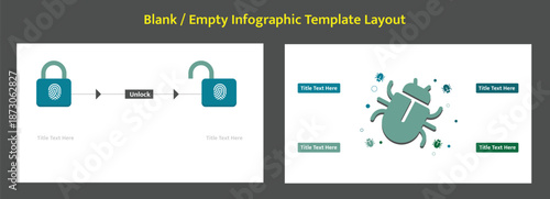Biometric security unlock process and software bug threat infographic