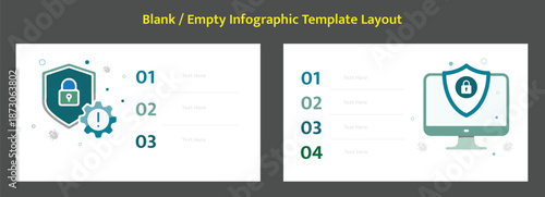 Quadro su tela Empty Cybersecurity Infographic Template Layout with Numbered Steps