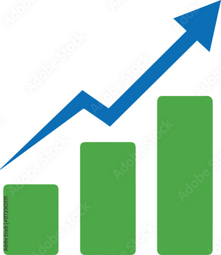 Increasing trend indicated by bar graph and arrow