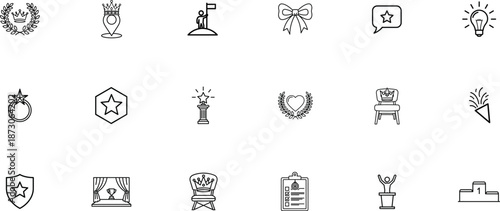 Collection of 15 blurry black and white symbolic icons