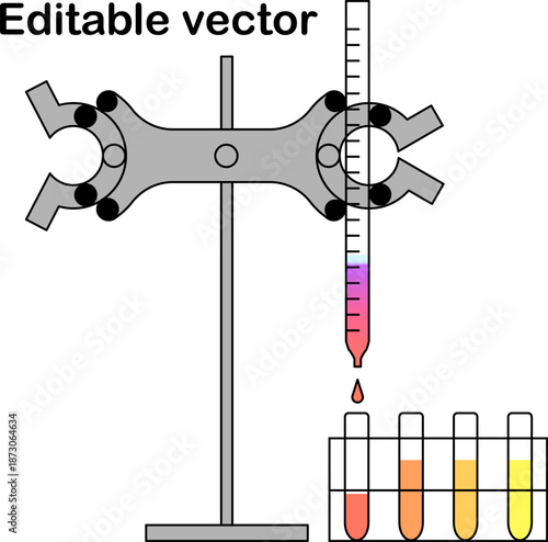 Editable color column chromatography burette with test tubes