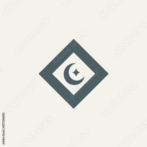 Free Download Geometric diamond with moon and star symbol for abstract design concept - GFXLoad